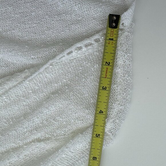 Fairy Cardigan Open Sheer White Pearl Embellishment Romantic Delicate XL - Picture 14 of 16